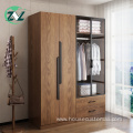 Nordic Wooden Armoire Glass Door Wardrobe